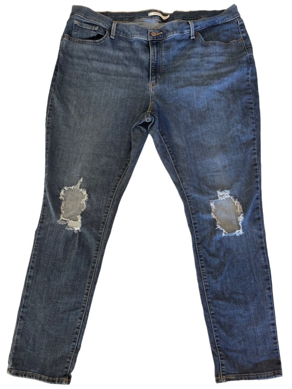 Levi’s 711 Women's 22W Skinny Jeans Medium Wash Distressed Ripped Denim Plus